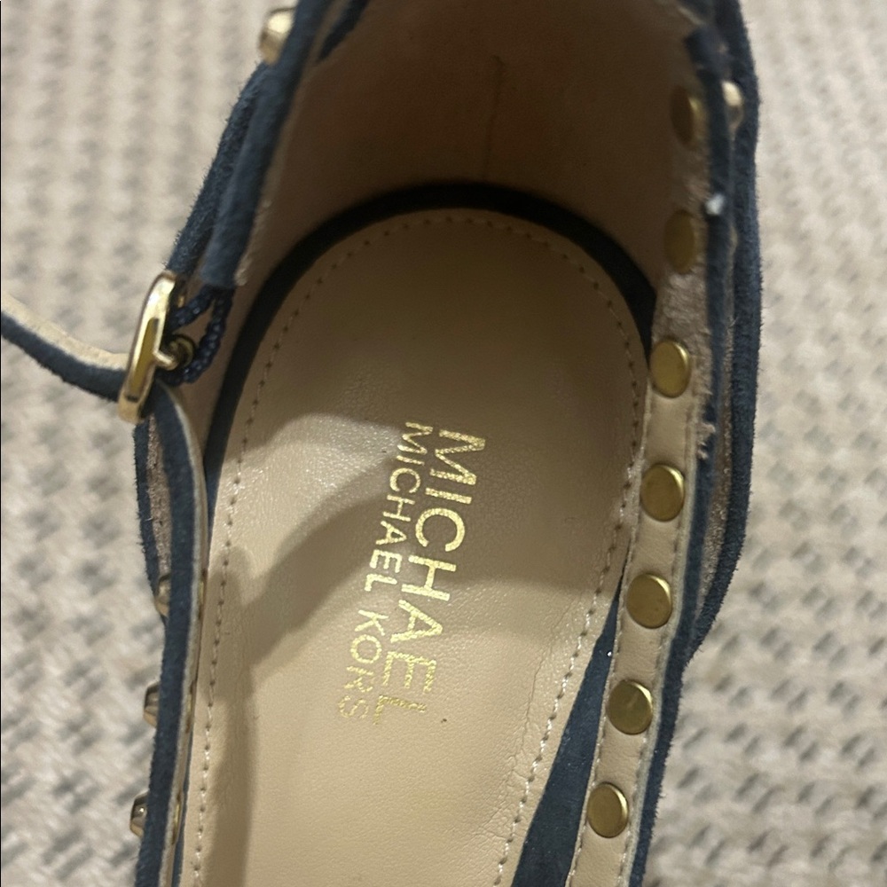 Michael Kors Navy Studded Heels - Picture 3 of 9
